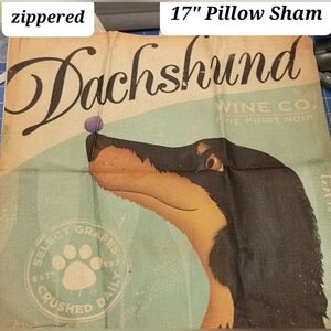 Dachshund Dog Pillow Case 17" w Zipper